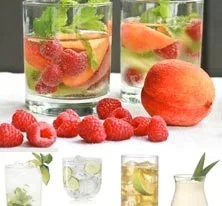 Image of cocktails in glass with fruits image